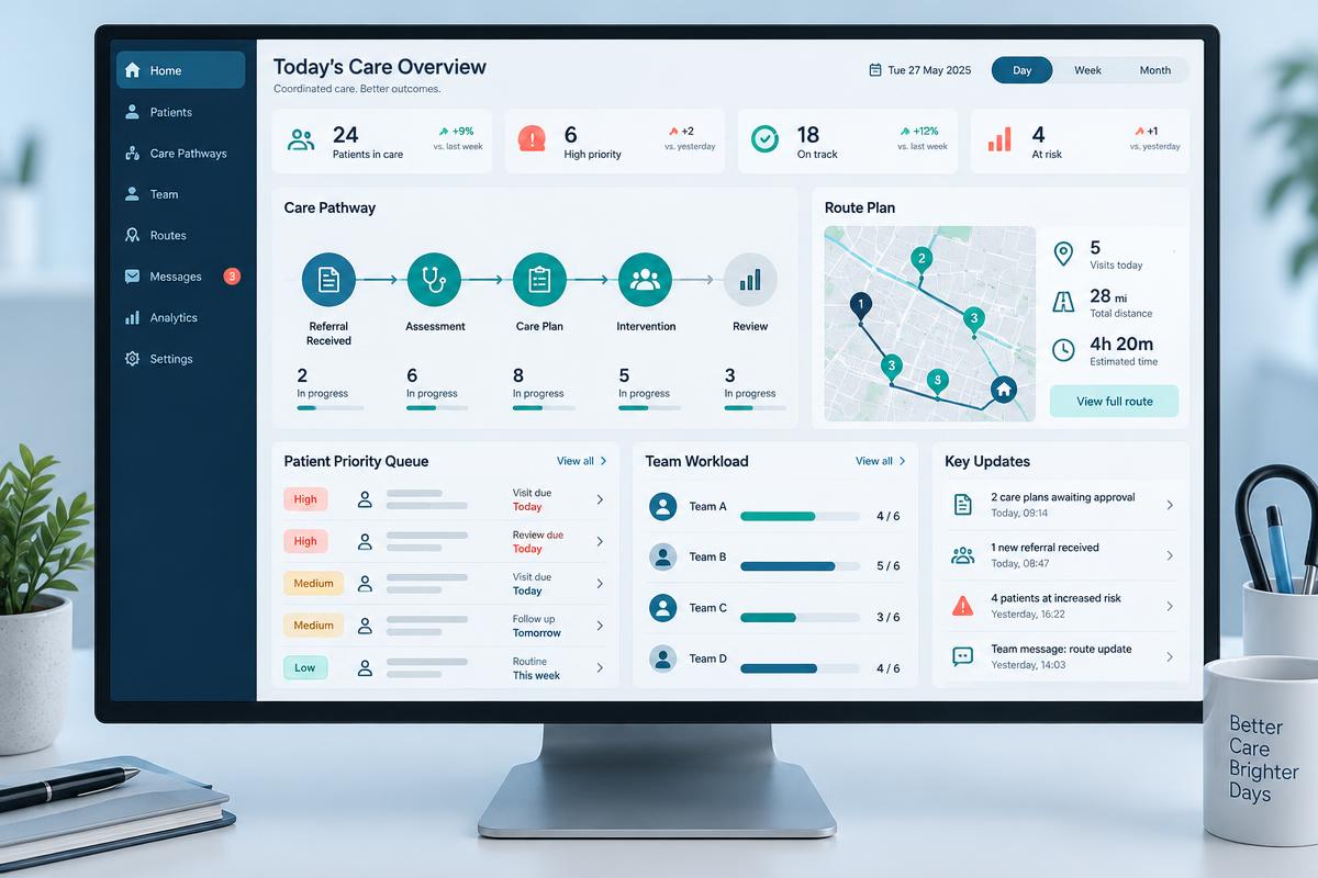 Illustrative KareNua care coordination dashboard